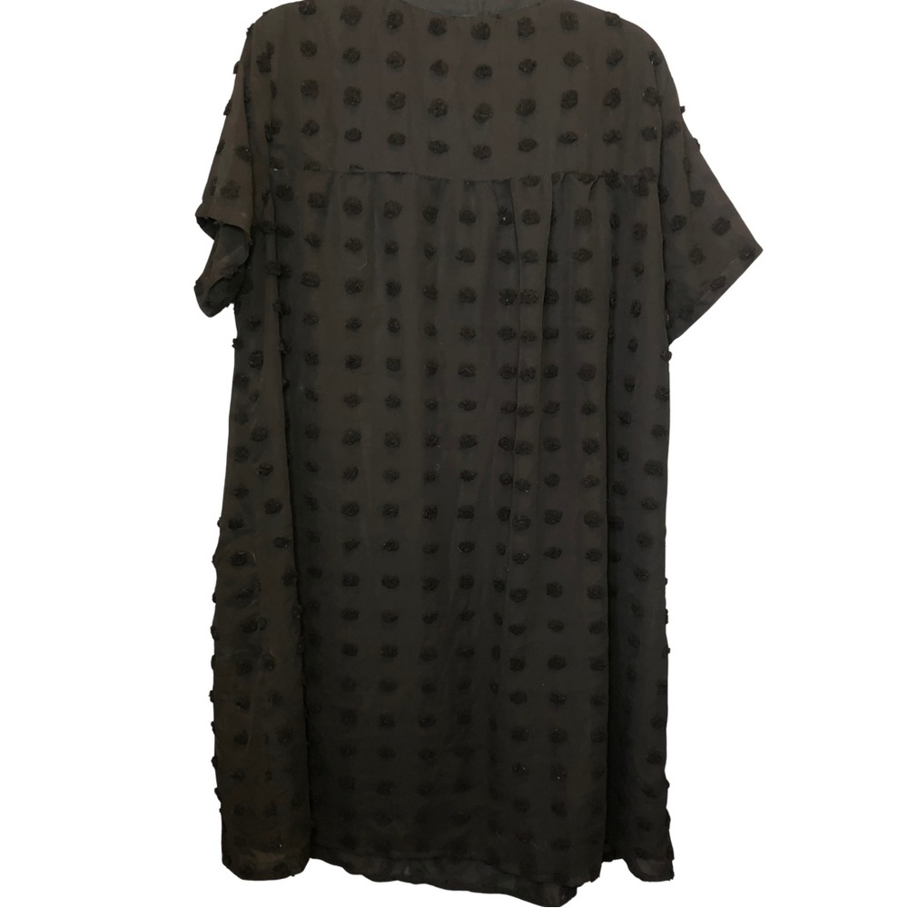 EUC 2xl Black Textured Short Sleeve Dress Relaxed. Boho. Beach. Pockets